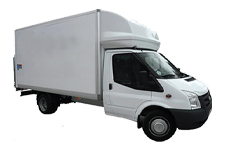 Car Hire Glossop - White Ford Luton Box with Tail Lift - Van hire Glossop